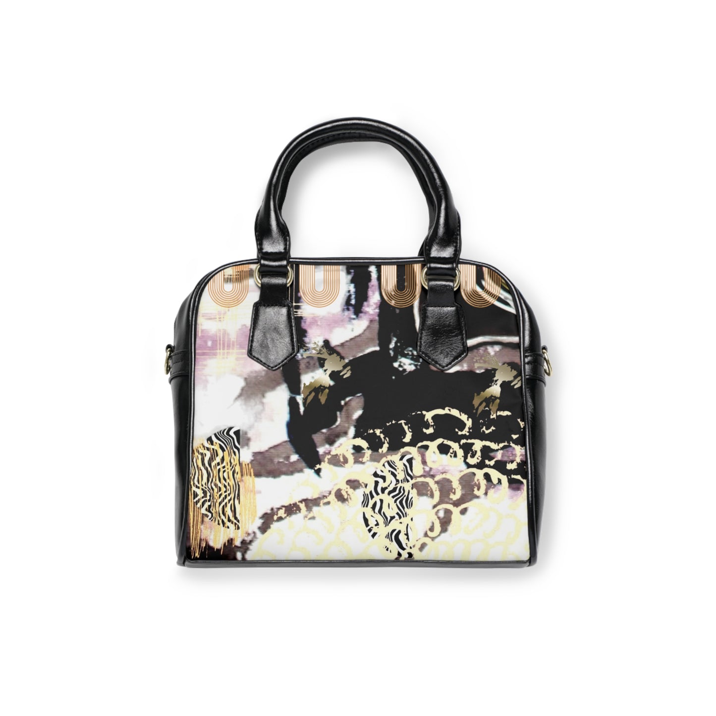 Black Gold Shoulder Handbag