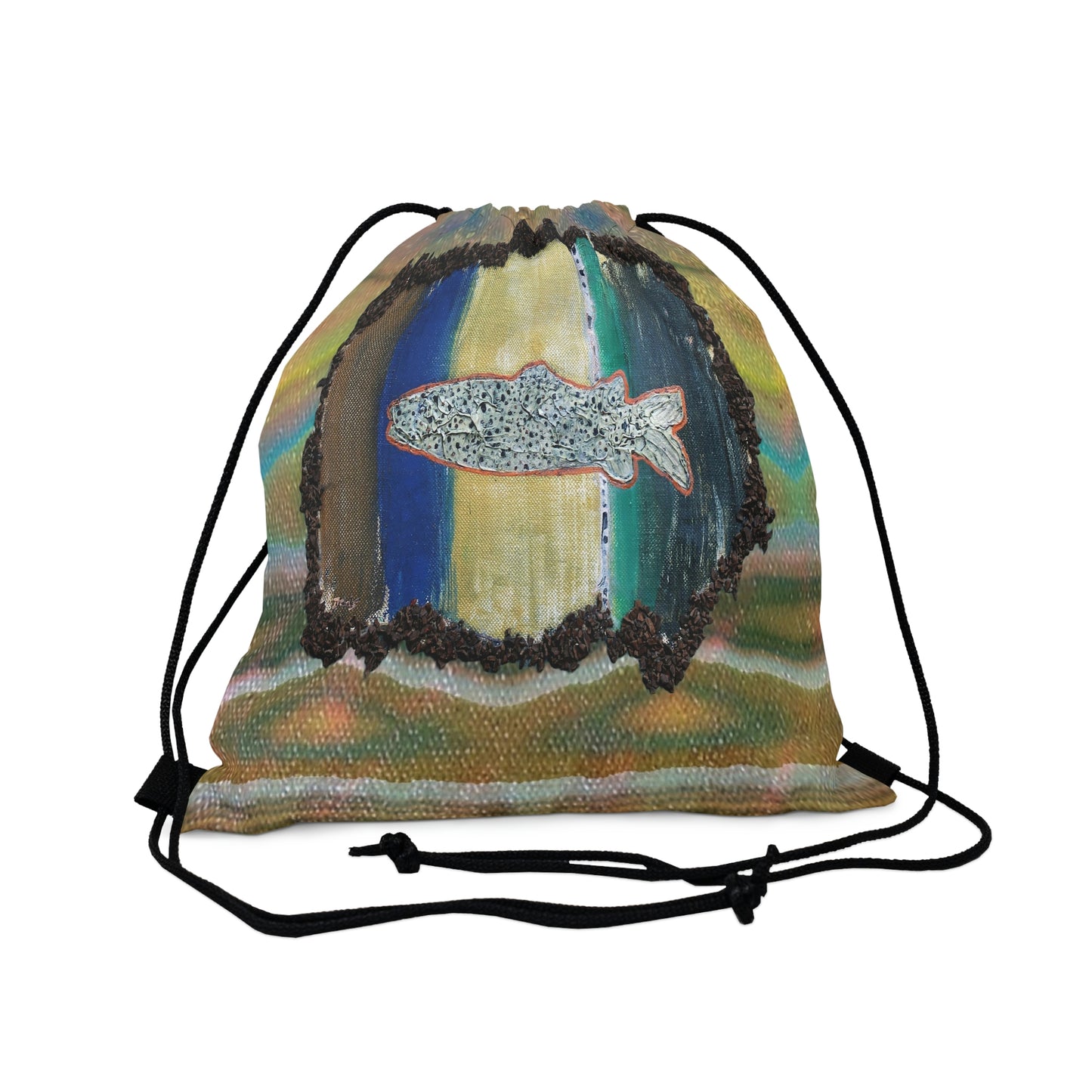 Speckled Fish Print Outdoor Drawstring Bag