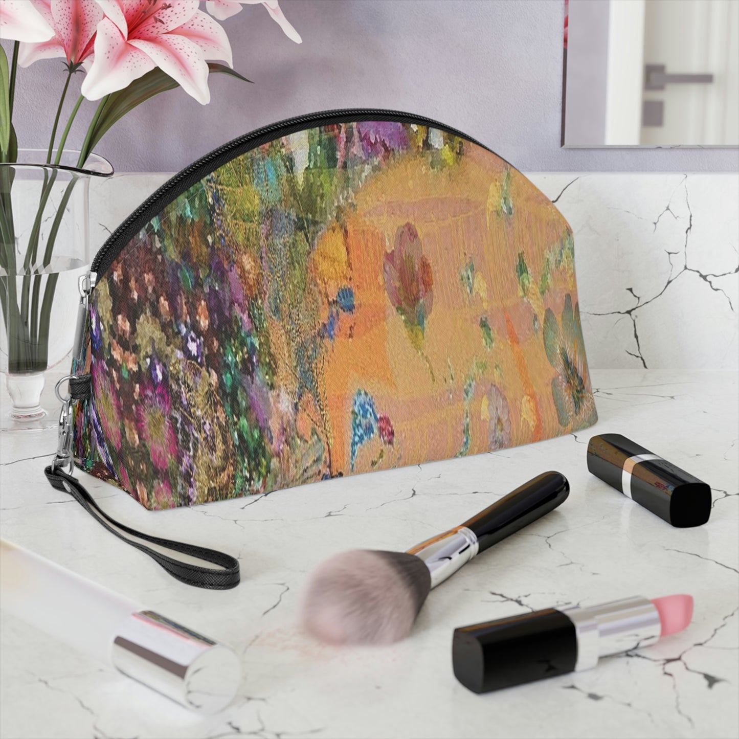 Flower Print Makeup Bag